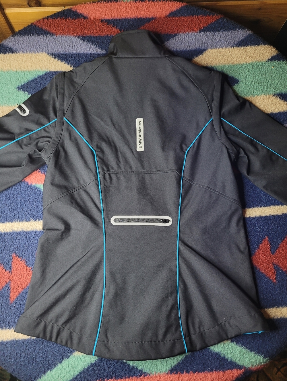 BMW Athletics Jacket Womens Small Black Full Zip Removable Sleeves Reflective - Picture 7 of 9